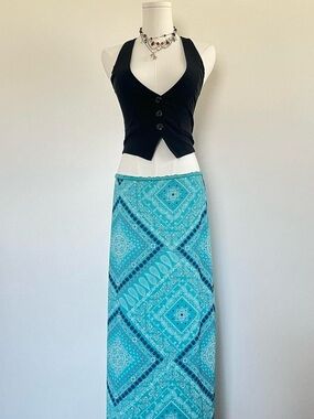 No Boundaries Teal blue paisley print Maxi Skirt